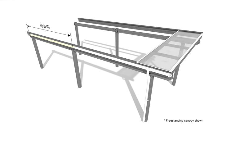 Technical render of a School Canopy with Cladding, Glazing and Roller Shutter